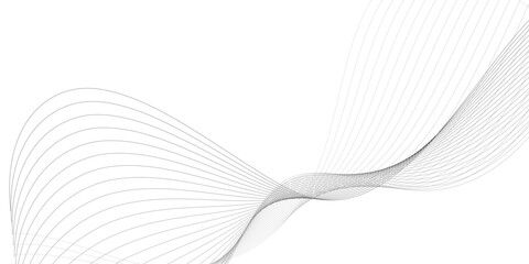 Abstract gray wave lines isolated on white background with flowing curved linear patterns, smooth parallel curves creating elegant motion, balance, and modern technology vector harmony