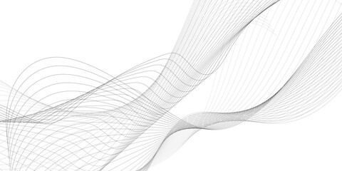 Abstract gray wave lines isolated on white background with flowing curved linear patterns, smooth parallel curves creating elegant motion, balance, and modern technology vector harmony