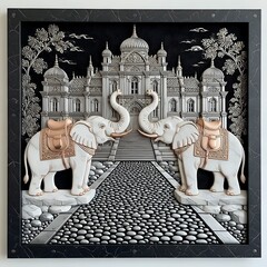 Royal palace with elephant I Wall Decor 