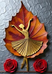 Woman dancing inside a leaf 