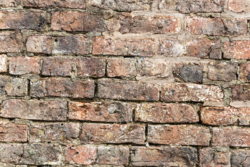 Old brickwork with failing mortar, texture and background,