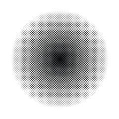 A gradient circle composed of numerous small evenly spaced dots halftone style