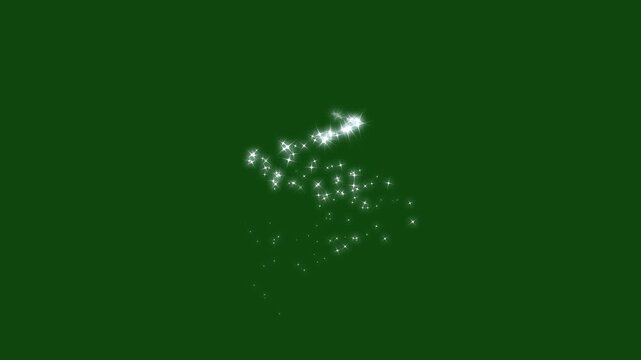Glittering white magic sparkles, pixie dust path, flat, vector, doodle star, magic sparkles glitter line stars, christmas stars isolated on a green screen glitter stars particles background. 4k video