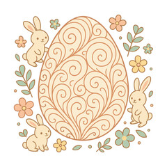 Ornate egg with rabbits and flowers