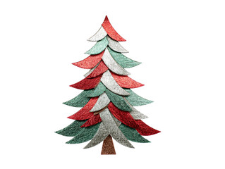 Fototapeta premium Layered Holiday Tree Silhouette With Textured Red Green Silver