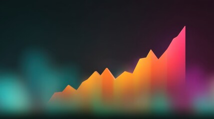 Abstract colorful data visualization chart showing upward trend with bright gradient colors for business and finance concepts