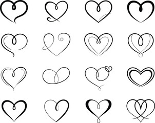Variety of Expressive Heart Graphics Symbolizing Love and Passionate Feelings for Design