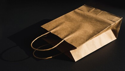 Brown Paper Shopping Bag on Black.