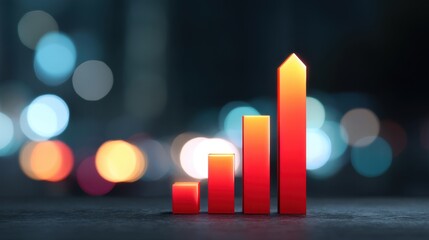 Abstract representation of business growth with red bars illustrated against a blurred background, ideal for financial and marketing concepts
