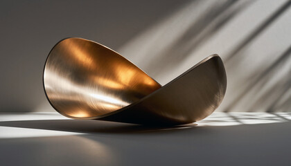 sculpture design ou corbeille &agrave; fruits d&eacute;corative en m&eacute;tal bross&eacute; dor&eacute;