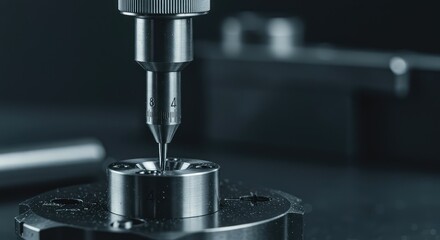 Close up shot showing precision instruments measuring machined metal parts, symbolizing the training needed for expert engineering and material science ,abstract ,machinery ,technology