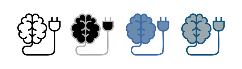 
brain charge icon set multiple style collection with brain and charge design