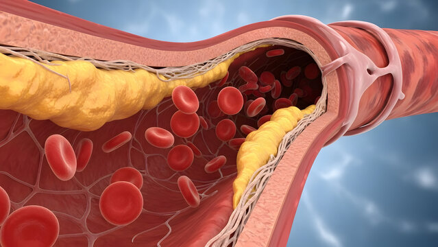 Clogged Artery Atherosclerosis Plaque Constricting Blood Flow