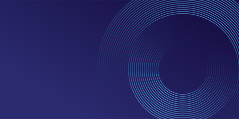 Abstract blue glowing geometric lines on dark blue background. Modern shiny blue circle lines pattern. Futuristic technology concept. Suit for cover, poster, banner, brochure, header, website