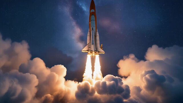 Stunning Rocket Launch Against a Dramatic Sky, Capturing the Power of Space Exploration