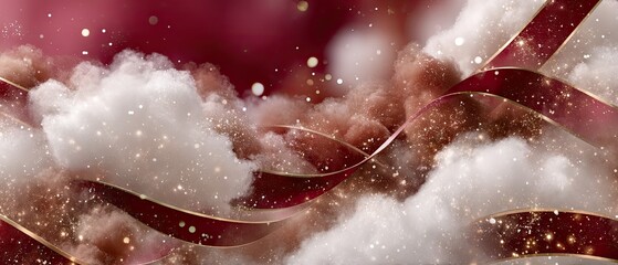 Starry sky background with golden stars and ribbons for holiday celebration and seasonal events