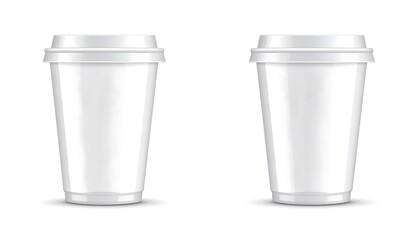 Two blank white coffee cups