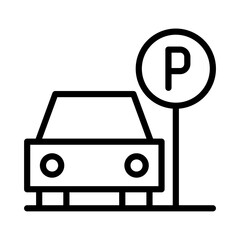 Public car parking icons and parking location symbols