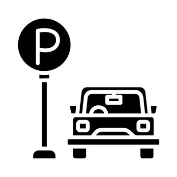 Public car parking icons and parking location symbols