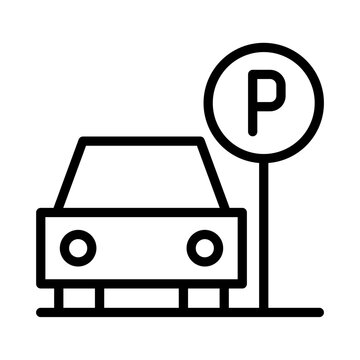 Public car parking icons and parking location symbols