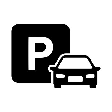 Public car parking icons and parking location symbols