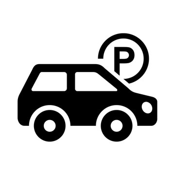 Public car parking icons and parking location symbols