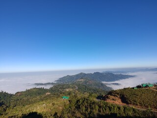 Mountain scenery with clouds, wilderness landscape