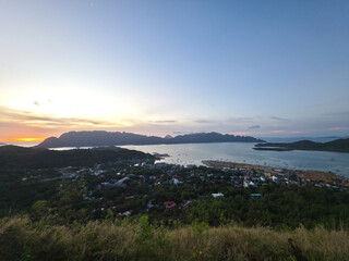 Morning top view of the Coron city, Busuanga, Philippines. Mountain Tapyas