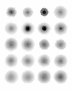 Arrangement of halftone dot patterns in varying densities and shapes