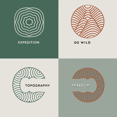 Abstract geometric patterns with typography expedition go wild topography freedom