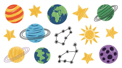 Colorful Easter Eggs with Earth Globe and Nature Icons Vector Illustration