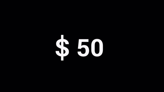 Animated Money Number Counter from 0 to 100 Dollars ,Number, count, dollar counting, business, profit, counter Dollars and digits increasing Counting