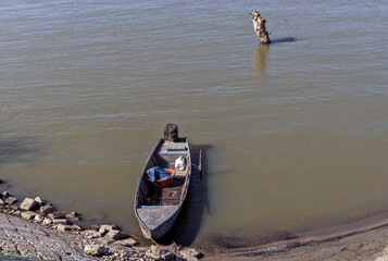 Waterfall on the river with reflection in water