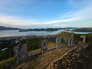 Morning top view of the Coron city, Busuanga, Philippines. Mountain Tapyas