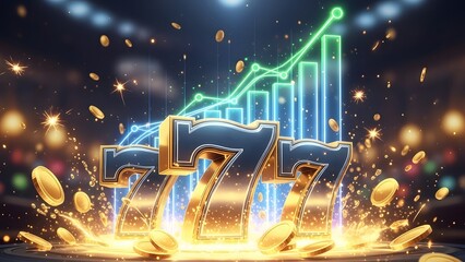 Stylized casino win artwork with metallic 777 symbols