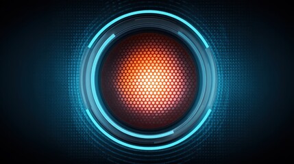 Futuristic Circular Design with Bright Orange Center and Radiant Blue Accents in a High-Tech Modern Background for Digital Art and Graphic Projects