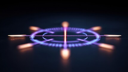 Abstract glowing circular design with vibrant lights and dynamic patterns on a dark background for digital art and technology concepts