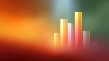 Fototapeta premium Abstract colorful bars representing growth and progress with a soft blurred background in vibrant hues of orange and green for business and finance concepts