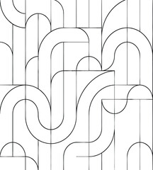 Abstract curved geometric line pattern illustration with modern minimalist shapes creating seamless vector background for contemporary creative design branding projects © Creative Vector