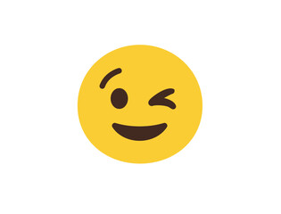 wink winking face emoji fun smile smiling emoji symbol sign icon vector illustration isolated flat playful, flirting, 