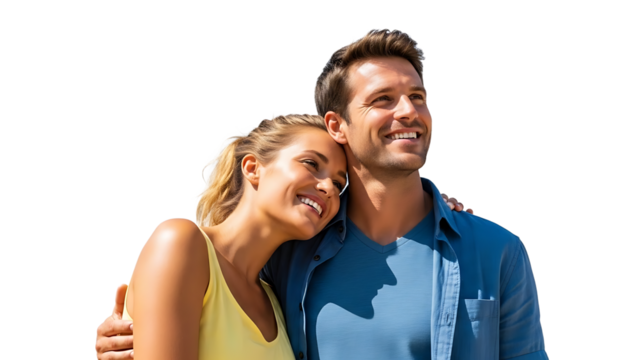 A happy couple smiling together on transparent background - Powered by Adobe