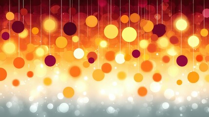 Colorful abstract background with hanging circles creating a festive atmosphere