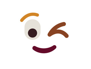 wink winking face emoji fun smile smiling emoji symbol sign icon vector illustration isolated flat playful, flirting, 