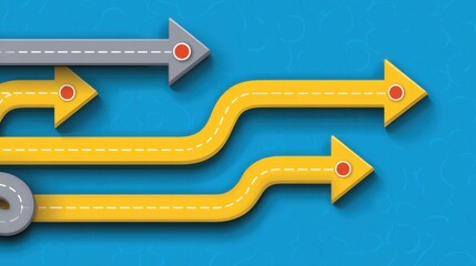 Colorful Directional Arrows on Blue Background Illustrating Movement, Choices, and Navigation Concepts for Creative Visual Projects and Designs