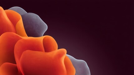 Abstract colorful wave forms in soft gradients of orange, purple and blue on dark background, creating a smooth and artistic visual composition