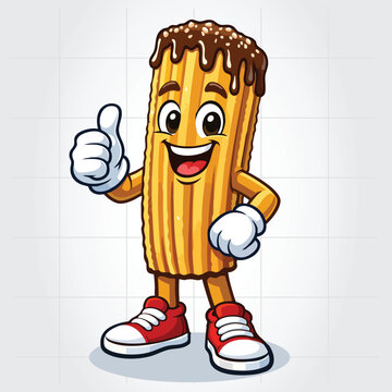 Churro with a sombrero and thumbs-up mascot template