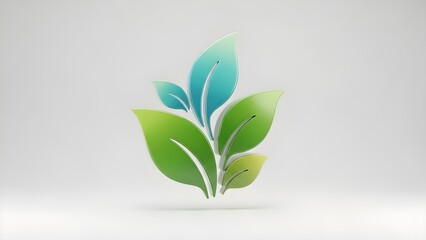 Modern minimalist green blue 3D leaf icon