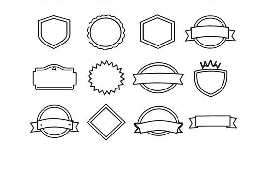 Set of blank badge and emblem shapes - Powered by Adobe
