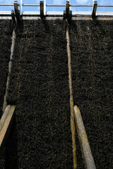 Saline Gradierwerk or saline graduation tower. Cooling tower or saline is a structure made of bundles of twigs of blackthorns, through which the water of salt springs flows. Water evaporates. 