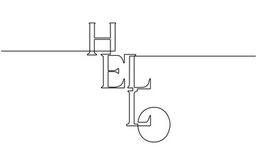 Hello continuous one line art drawing Hello word writing.